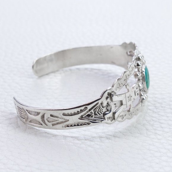 Sterling Silver Kachina Turquoise Cuff Bracelet - Picture 5 of 6